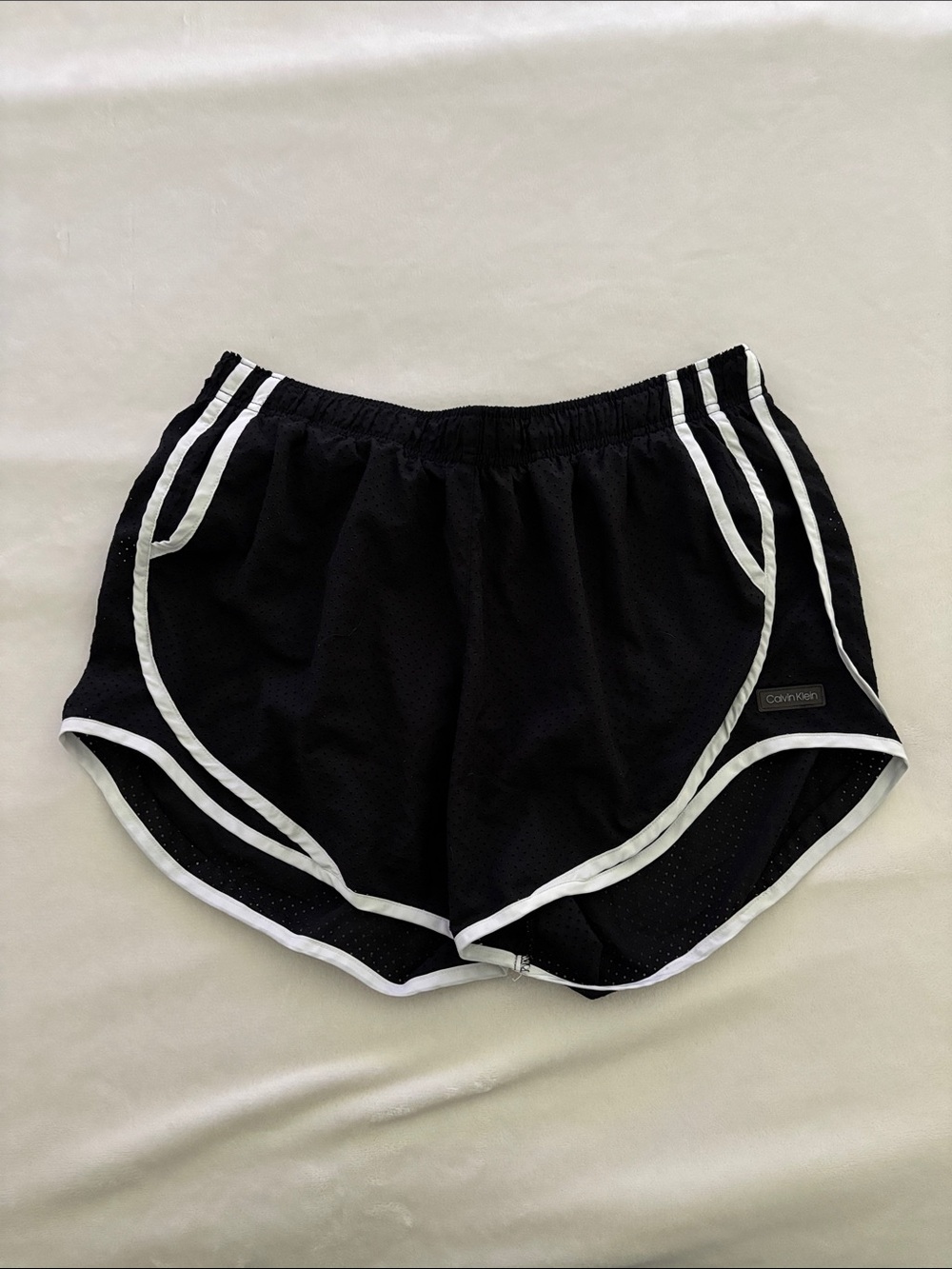 Calvin Klein Black Athletic Shorts with White Piping